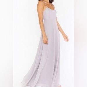 SHOW ME YOUR MUMU Wedding * FAITH Maxi Sleeveless Dove Grey Chiffon Dress NWT S